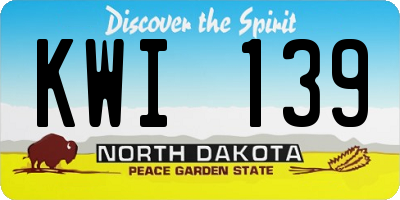 ND license plate KWI139