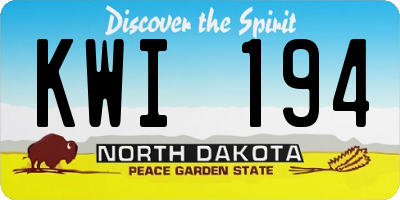 ND license plate KWI194