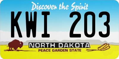 ND license plate KWI203
