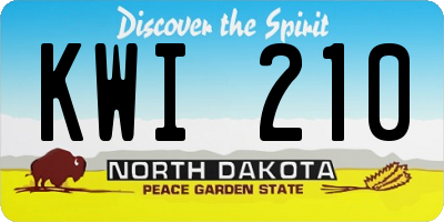 ND license plate KWI210