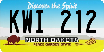 ND license plate KWI212