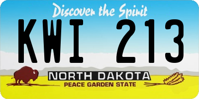 ND license plate KWI213