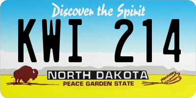 ND license plate KWI214