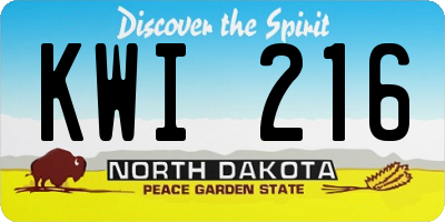 ND license plate KWI216