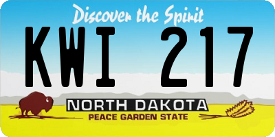 ND license plate KWI217