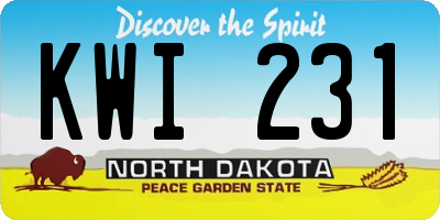 ND license plate KWI231