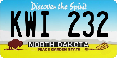 ND license plate KWI232