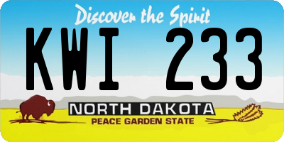 ND license plate KWI233