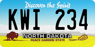 ND license plate KWI234