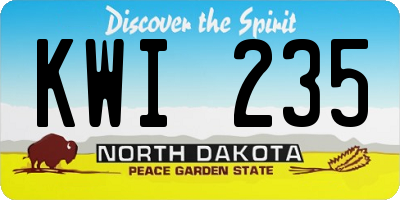 ND license plate KWI235