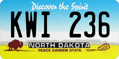 ND license plate KWI236