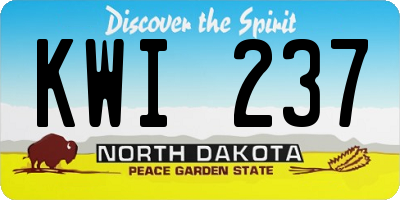 ND license plate KWI237