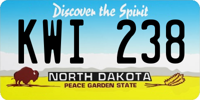 ND license plate KWI238