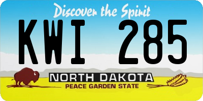ND license plate KWI285