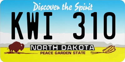 ND license plate KWI310