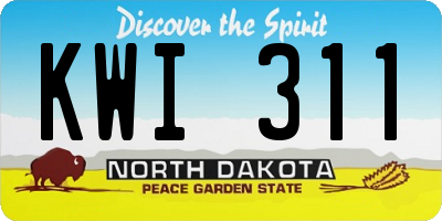 ND license plate KWI311