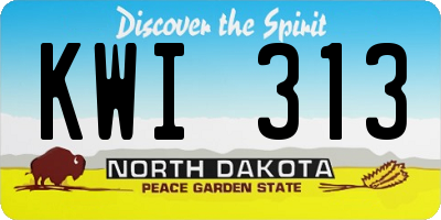 ND license plate KWI313