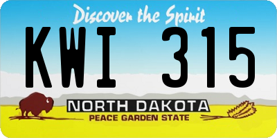 ND license plate KWI315