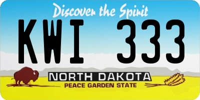 ND license plate KWI333