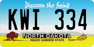ND license plate KWI334