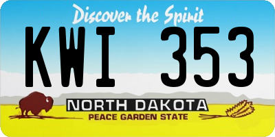 ND license plate KWI353