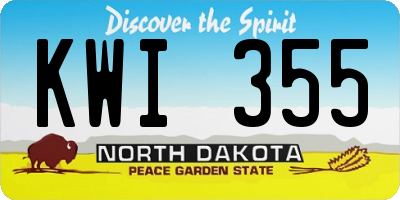 ND license plate KWI355