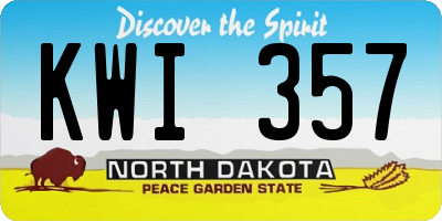 ND license plate KWI357