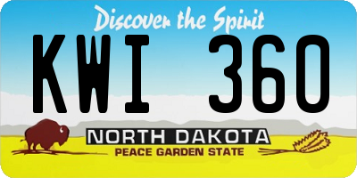 ND license plate KWI360