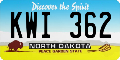 ND license plate KWI362