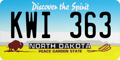 ND license plate KWI363