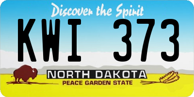 ND license plate KWI373