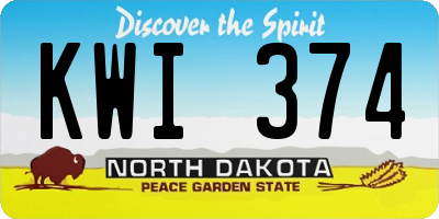 ND license plate KWI374