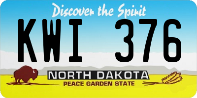 ND license plate KWI376