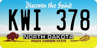 ND license plate KWI378
