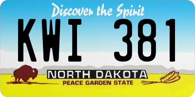 ND license plate KWI381