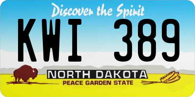 ND license plate KWI389