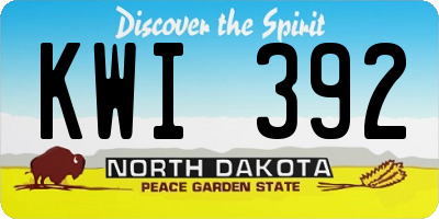 ND license plate KWI392