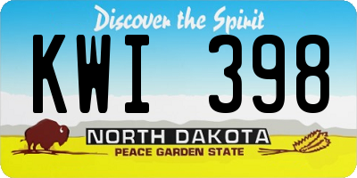ND license plate KWI398