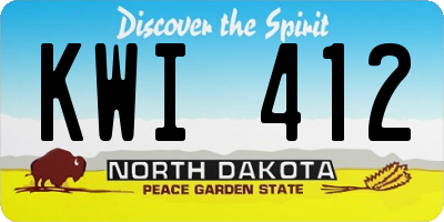 ND license plate KWI412