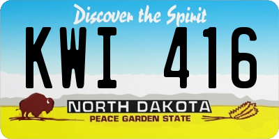 ND license plate KWI416