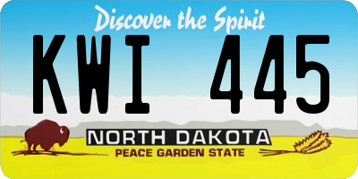 ND license plate KWI445