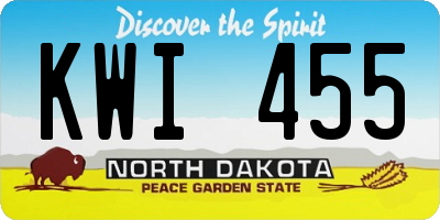 ND license plate KWI455