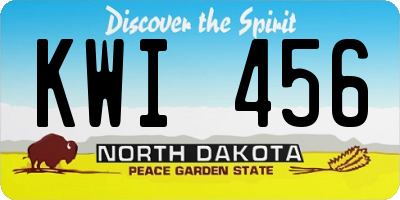 ND license plate KWI456