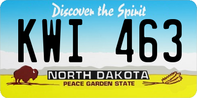 ND license plate KWI463