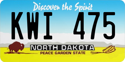 ND license plate KWI475