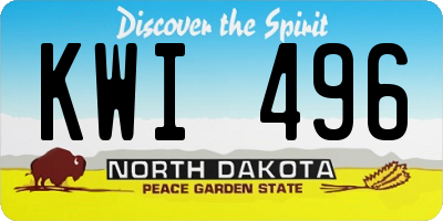 ND license plate KWI496