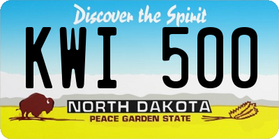 ND license plate KWI500