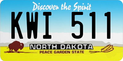 ND license plate KWI511