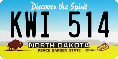ND license plate KWI514