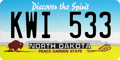 ND license plate KWI533